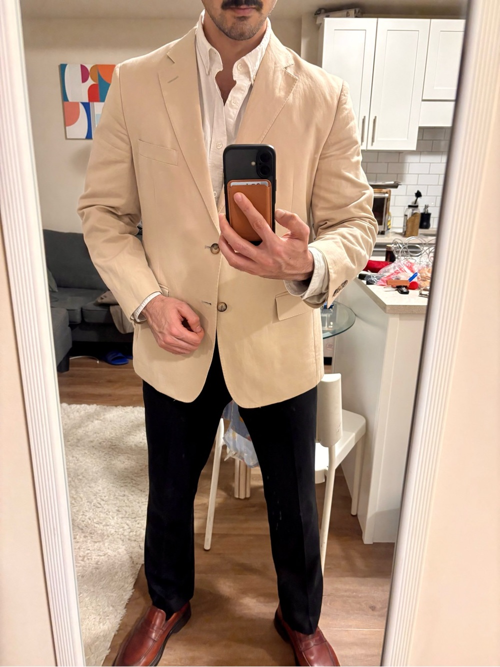 Brooks Brothers tailored blazer in a versatile beige/tan 42S